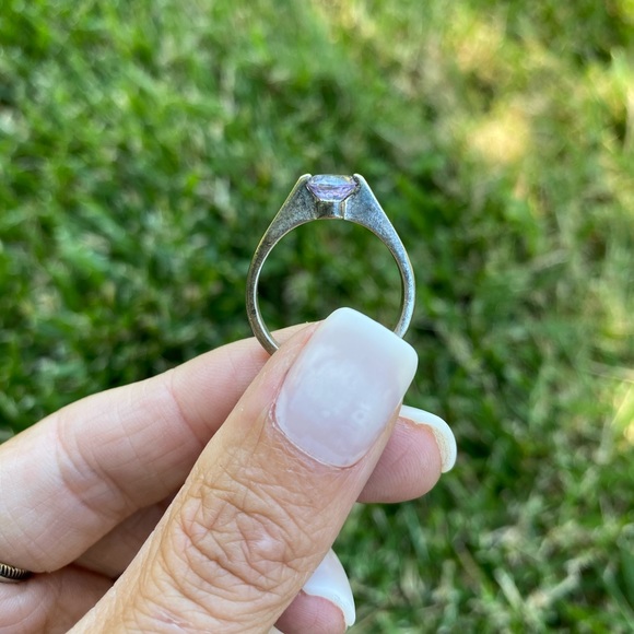 Vintage Silver Cathedral Solitaire Gemstone Ring - Picture 1 of 7